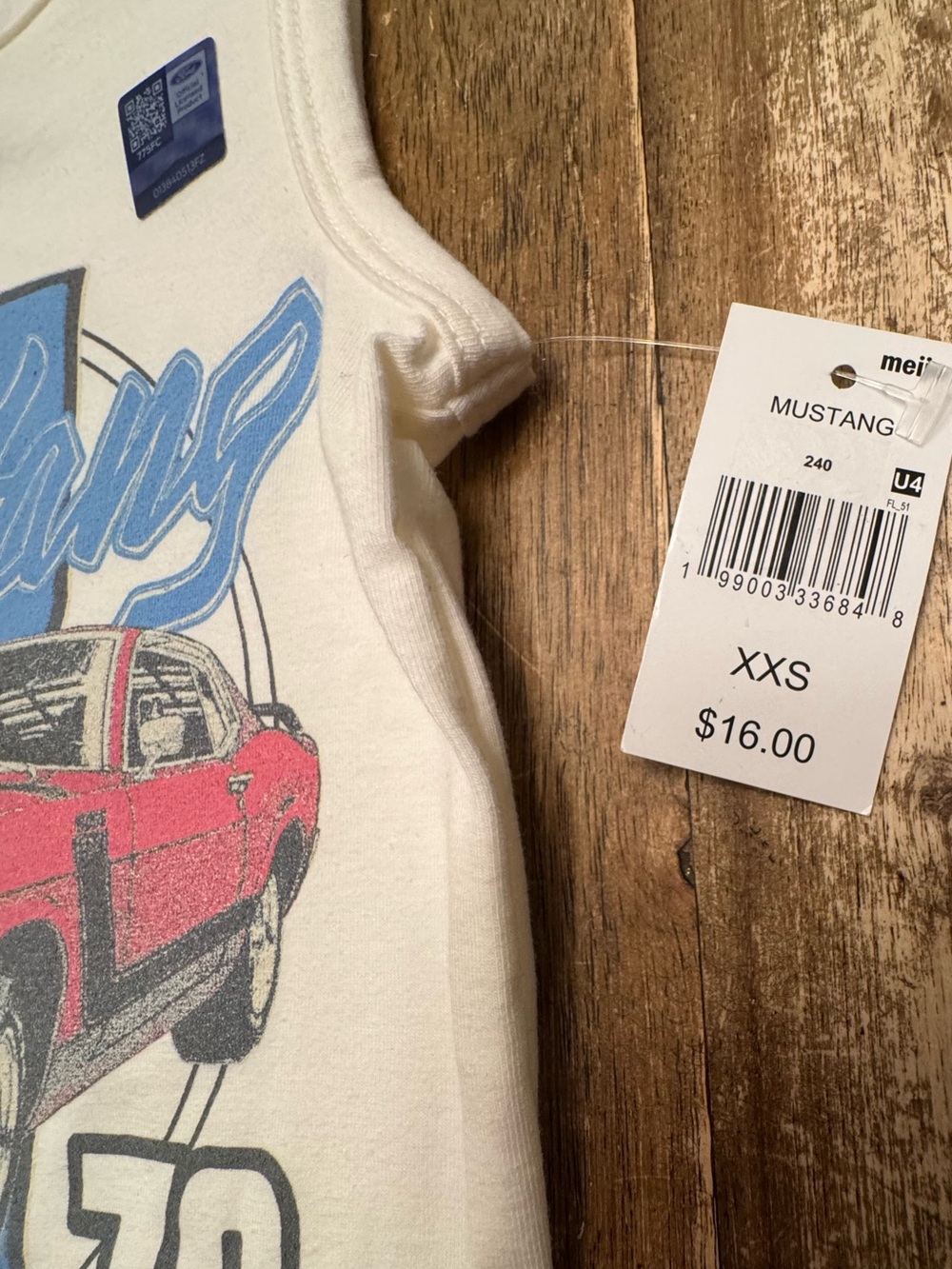 Ford Brand Off-White Tank Top with Red Mustang and Light Blue Script Sz XXS - Picture 2 of 4